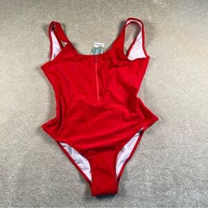 One Piece Swimsuit Shekini Red Zip Bust No Padding women's large